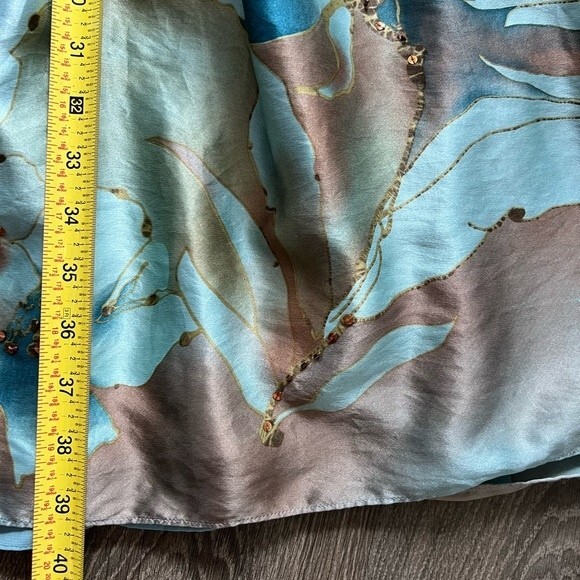 Adrianna Papell 100% Silk Halter Tie Dress Green Blue Brown Women's size 4 - Picture 11 of 11